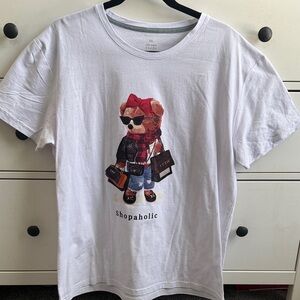 White Kids T-Shirt with Bear Graphic